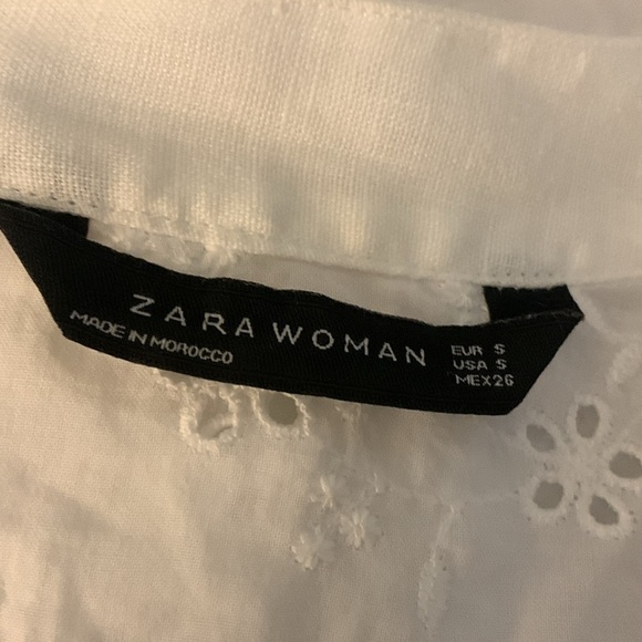 Zara Eyelet White Ruffled Wrap Blouse with Bell Sleeves - Picture 5 of 5